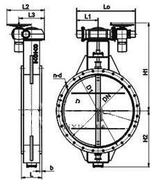 D941W-0.5C電動通風(fēng)法蘭蝶閥主要外形連接尺寸圖